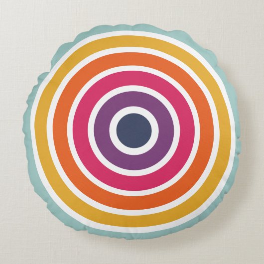 かわいいカラフル円のパターン ラウンドクッション (正面)