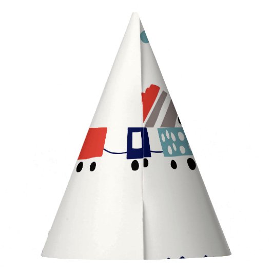 かわいいカラフル列車のシームレスなパターン。 パーティーハット (裏面)