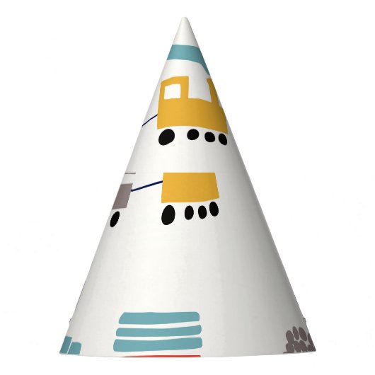 かわいいカラフル列車のシームレスなパターン。 パーティーハット (正面)