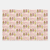 かわいいカラフル動物のクリスマスパンのパターン ラッピングペーパーシート (正面3)