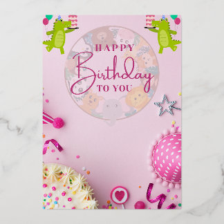 かわいいカラフル動物のハッピーバースデーろうそく|過去記事 箔招待状