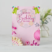 かわいいカラフル動物のハッピーバースデーろうそく|過去記事 箔招待状 (立ち正面)