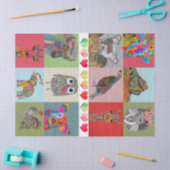 かわいいカラフル動物の品揃えティッシュペーパー 薄葉紙 (クラフト)