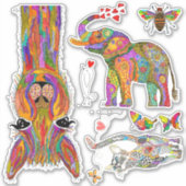 かわいいカラフル動物の品揃えビニールのシール シール (正面)