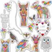 かわいいカラフル動物の品揃えビニールのシール シール (正面)