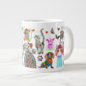 かわいいカラフル動物の品揃えマグ ジャンボコーヒーマグカップ (正面右)