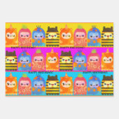 かわいいカラフル動物の子ども誕生日 ラッピングペーパーシート (正面2)