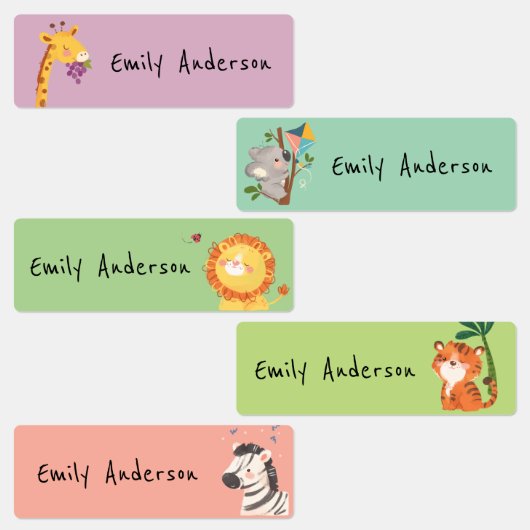 かわいいカラフル動物学校保育園 ラベル (グループ)