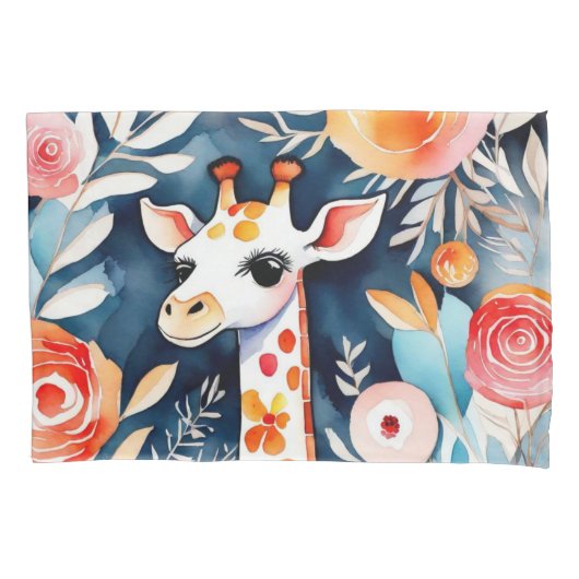 かわいいカラフル動物 枕カバー (正面)