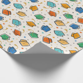 かわいいカラフル卒業式キャップ&タッセルオンクリーム ラッピングペーパー