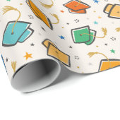 かわいいカラフル卒業式キャップ&タッセルオンクリーム ラッピングペーパー (ロールコーナー)