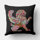 かわいいカラフル古代ライオンスケッチ クッション (裏面)