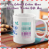 かわいいカラフル名前をカスタムするクリスマス先生プレゼント マグカップ