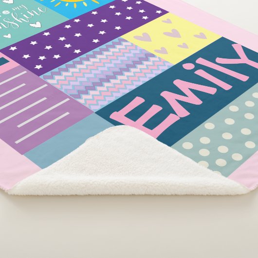 かわいいカラフル君は私のサンシャインモノグラムベビー シェルパブランケット (3/4)