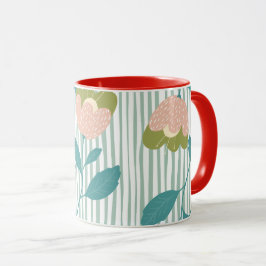 かわいいカラフル夏お祝いファミリーレッドブルー マグカップ