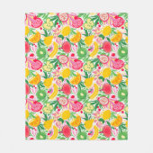 かわいいカラフル夏のトロピカルフルーツおもしろいパターン フリースブランケット (正面)