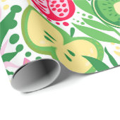 かわいいカラフル夏のトロピカルフルーツおもしろいパターン ラッピングペーパー (ロールコーナー)