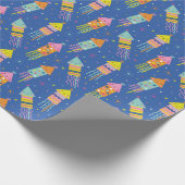 かわいいカラフル大晦日の花火大会|過去記事 ラッピングペーパー (角)