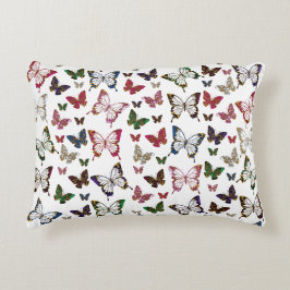かわいいカラフル大理石バタフライ春パターン アクセントクッション