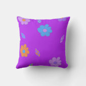 かわいいカラフル女の子レトロ花 クッション (裏面)