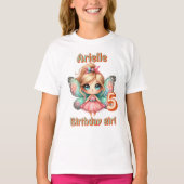 かわいいカラフル妖精の蝶の誕生日 Tシャツ (正面)