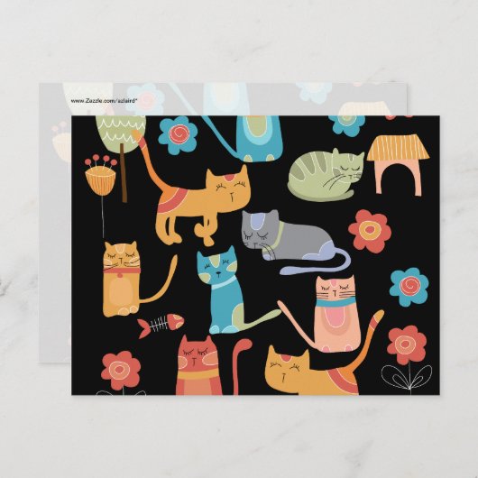 かわいいカラフル子ネコが猫好きに ポストカード (正面/裏面)