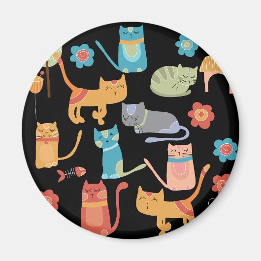 かわいいカラフル子ネコが猫好きに マグネット (正面)