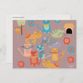 かわいいカラフル子ネコが猫好きピンク ポストカード (正面/裏面)