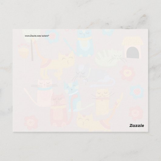 かわいいカラフル子ネコが猫好きピンク ポストカード (裏面)