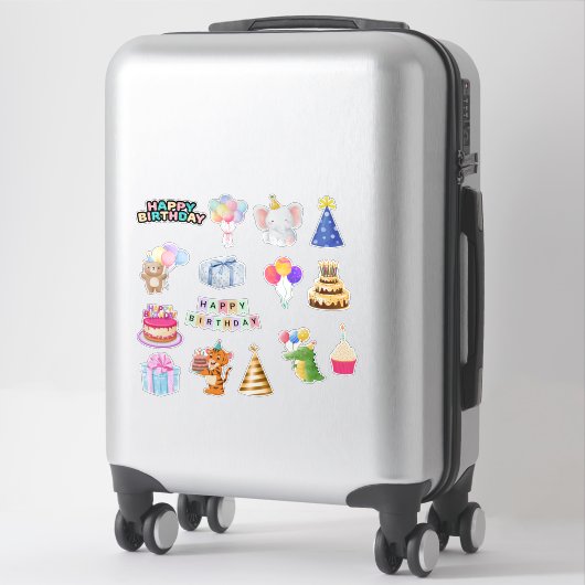 かわいいカラフル子供の誕生日お祝い シール (スーツケース)