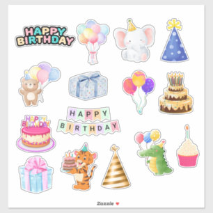 かわいいカラフル子供の誕生日お祝い シール