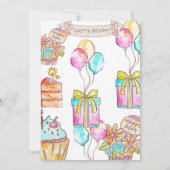 かわいいカラフル子供の誕生日パーティの招待状 招待状 (裏面)