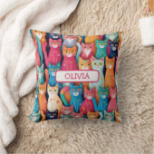 かわいいカラフル子猫の柄 クッション (ブランケット)