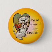 かわいいカラフル子猫ハートボタン 缶バッジ (正面)