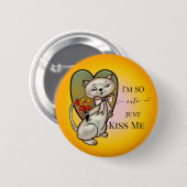 かわいいカラフル子猫ハートボタン 缶バッジ (正面&裏面)