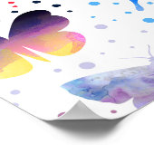 かわいいカラフル子猫バタフライお洒落 ポスター (角)