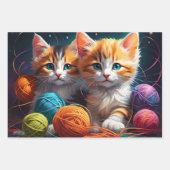 かわいいカラフル子猫 ラッピングペーパーシート (正面3)