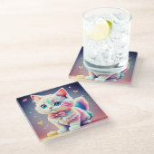 かわいいカラフル子猫–84301 ガラスコースター (アングル)