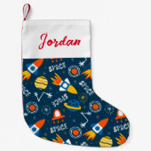 かわいいカラフル宇宙アドベンチャーパターン スモールクリスマスストッキング (正面)