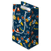 かわいいカラフル宇宙アドベンチャーパターン スモールペーパーバッグ (裏面アングル)