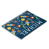 かわいいカラフル宇宙アドベンチャーパターン ノートブック (左側)