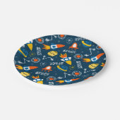 かわいいカラフル宇宙アドベンチャーパターン ペーパープレート (アングル)