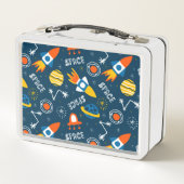 かわいいカラフル宇宙アドベンチャーパターン メタルランチボックス (裏面)
