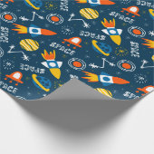 かわいいカラフル宇宙アドベンチャーパターン ラッピングペーパー (角)