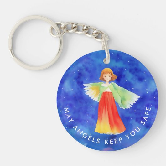 かわいいカラフル守護天使の宗教水色 キーホルダー (正面)
