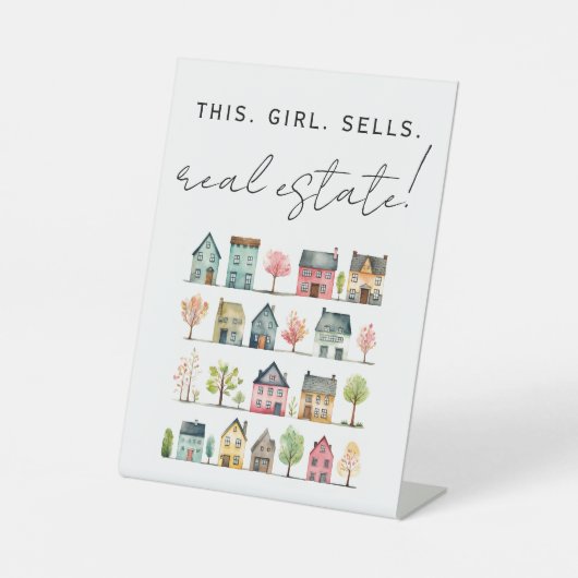 かわいいカラフル家この女の子は不動産を実在売る 台座サイン (正面)