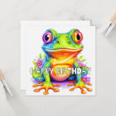 かわいいカラフル小さなカエル カード (正面/裏面インサイチュ)
