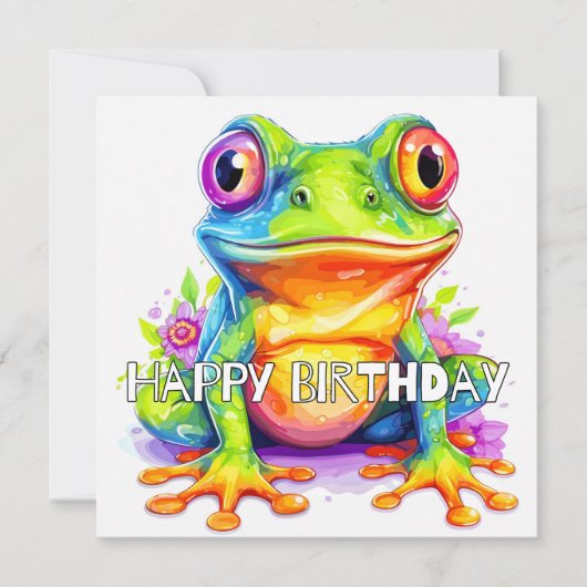 かわいいカラフル小さなカエル カード (正面)
