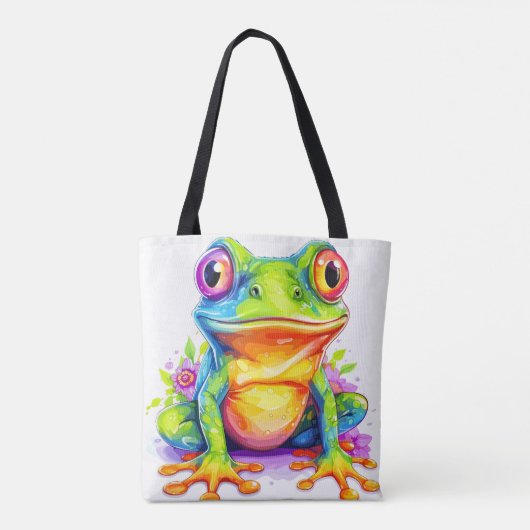 かわいいカラフル小さなカエル トートバッグ (裏面)