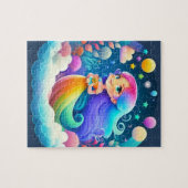 かわいいカラフル小さなプリンセスと虹 ジグソーパズル (横)